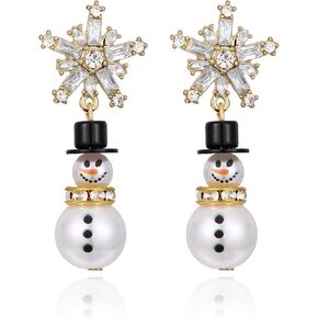 Christmas Snowman Earrings for Women Snowflake Dangle Earrings Cute Holiday Winter Dangling Jewelry