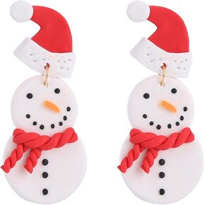 Cute Christmas Tree Snowman Star Shape Clay Dangle Earrings Colorful Christmas Style Earrings for Women Jewelry