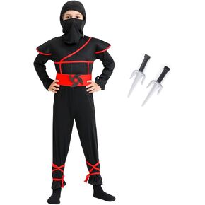 Dressy Daisy Toddler Little Kids Boys Ninja Halloween Costume Dress Up Party Outfit Set with Mask and Accessories Size 4-12