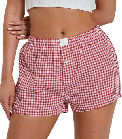 NUFIWI Women Y2k Pajamas Shorts Gingham Cute Pj Short Pants Plaid Lounge Shorts Sleep Bottoms Elastic Boxers Streetwear in Kuwait
