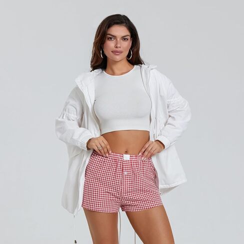 NUFIWI Women Y2k Pajamas Shorts Gingham Cute Pj Short Pants Plaid Lounge Shorts Sleep Bottoms Elastic Boxers Streetwear in Kuwait
