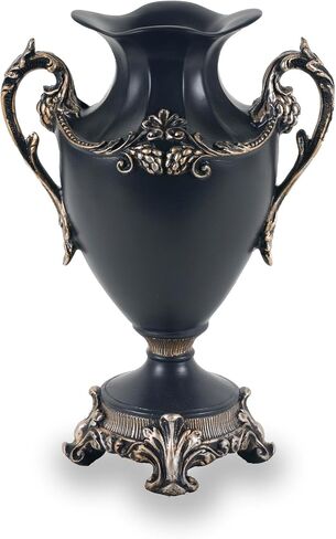 Gothic Victorian Resin Flower Vase Black/Silver 14" – Creepy Lace Doily Table Mat – Goth Home Decor – Black Wedding Spooky Centerpiece in Saudi Arabia