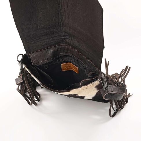 Sunset Star Crossbody Bag - Real Cowhide Hairon Women's Handbag with Leather Fringes in Kuwait