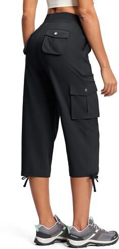 Women's 21" Cargo Capris with 8 Pockets Lightweight Quick Dry Capri UPF 50+ Hiking Travel Casual Outdoor Pants in Saudi Arabia
