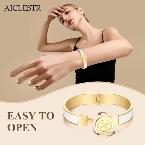 18K Gold-Plated Stainless Steel Bracelet, Four-Leaf Clover Cross Lover Clasp Design, Durable Bangle in Three Sizes, Versatile Gift Choice for Women and Men in Saudi Arabia
