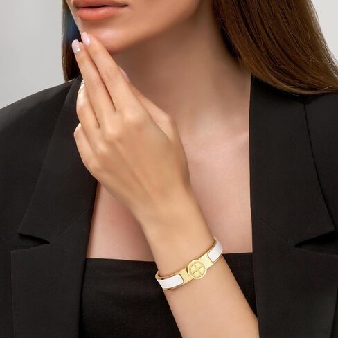 18K Gold-Plated Stainless Steel Bracelet, Four-Leaf Clover Cross Lover Clasp Design, Durable Bangle in Three Sizes, Versatile Gift Choice for Women and Men in Saudi Arabia