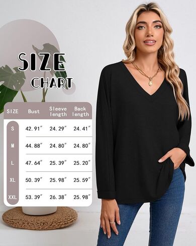 Huukeay 3 Pack Women's Oversized T-Shirts Long Sleeve V Neck Tops Casual Loose Basic Blouse Trendy Clothes in Saudi Arabia