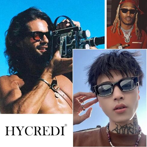 Hycredi نظارات شمسية مستطيلة سميكة للنساء والرجال نظارات شمسية مستقطبة مربعة مكتنزة ريترو 90s ظلال UV400 حماية in Kuwait
