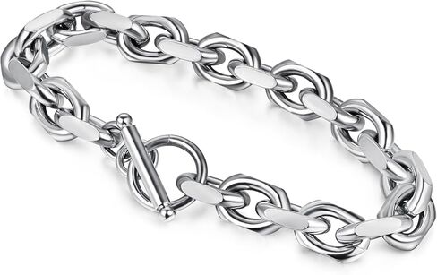 سوار رجالي من الفولاذ المقاوم للصدأ سلسلة فرانكو سلسلة كابل سوار ربط كوبي للرجال والنساء مع أساور بمشبك تبديل/جراد البحر للرجال جونميتال/فضي 7.5/8/8.5 بوصة هدية للرجال in Kuwait
