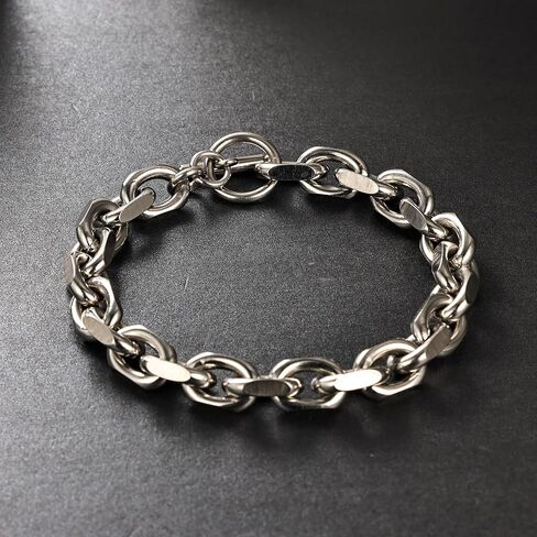 سوار رجالي من الفولاذ المقاوم للصدأ سلسلة فرانكو سلسلة كابل سوار ربط كوبي للرجال والنساء مع أساور بمشبك تبديل/جراد البحر للرجال جونميتال/فضي 7.5/8/8.5 بوصة هدية للرجال in Kuwait