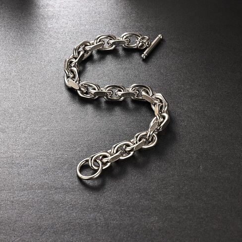 سوار رجالي من الفولاذ المقاوم للصدأ سلسلة فرانكو سلسلة كابل سوار ربط كوبي للرجال والنساء مع أساور بمشبك تبديل/جراد البحر للرجال جونميتال/فضي 7.5/8/8.5 بوصة هدية للرجال in Kuwait