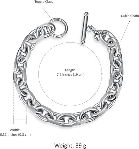سوار رجالي من الفولاذ المقاوم للصدأ سلسلة فرانكو سلسلة كابل سوار ربط كوبي للرجال والنساء مع أساور بمشبك تبديل/جراد البحر للرجال جونميتال/فضي 7.5/8/8.5 بوصة هدية للرجال in Kuwait