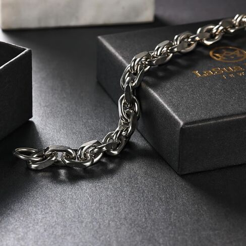 سوار رجالي من الفولاذ المقاوم للصدأ سلسلة فرانكو سلسلة كابل سوار ربط كوبي للرجال والنساء مع أساور بمشبك تبديل/جراد البحر للرجال جونميتال/فضي 7.5/8/8.5 بوصة هدية للرجال in Kuwait
