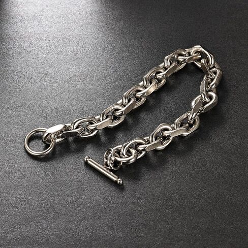 سوار رجالي من الفولاذ المقاوم للصدأ سلسلة فرانكو سلسلة كابل سوار ربط كوبي للرجال والنساء مع أساور بمشبك تبديل/جراد البحر للرجال جونميتال/فضي 7.5/8/8.5 بوصة هدية للرجال in Kuwait