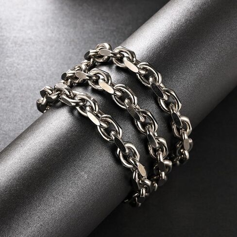 سوار رجالي من الفولاذ المقاوم للصدأ سلسلة فرانكو سلسلة كابل سوار ربط كوبي للرجال والنساء مع أساور بمشبك تبديل/جراد البحر للرجال جونميتال/فضي 7.5/8/8.5 بوصة هدية للرجال in Kuwait