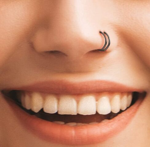 Double Nose Ring Hoop for Single Piercing - 14k Gold Filled 20g 8mm Spiral Twist Nose Hoop for Women Girls in Kuwait