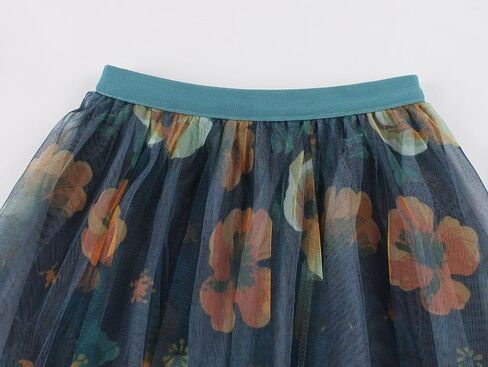 ChicVibes Women's Long Tulle Casual Boho Floral Printed Elastic High Waist Maxi Skirts in Saudi Arabia