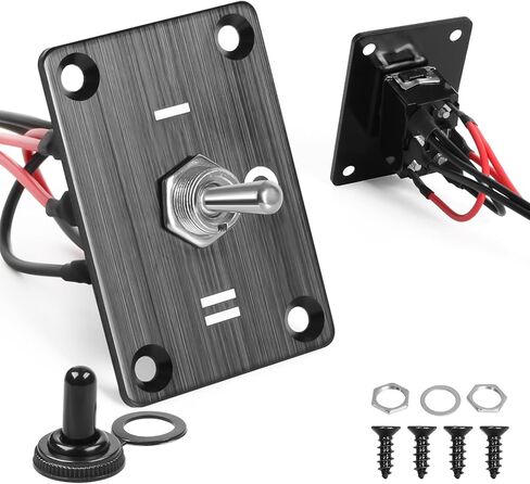 QTEATAK Prewired 4-Pin 2 Position ON/Off Button Switch, Rocker Switch, Toggle Switch with Mounting Plate - Waterproof Cap Included in Kuwait