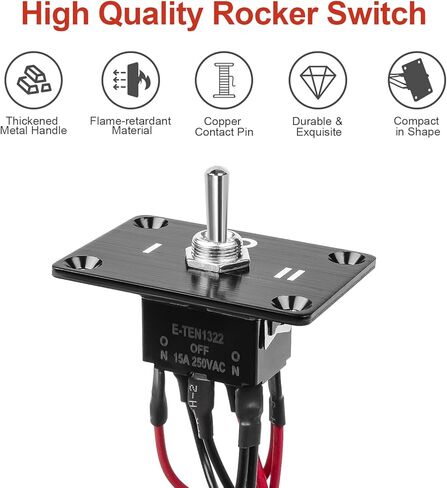 QTEATAK Prewired 4-Pin 2 Position ON/Off Button Switch, Rocker Switch, Toggle Switch with Mounting Plate - Waterproof Cap Included in Kuwait