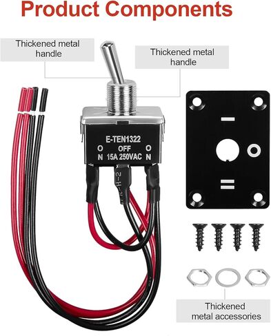 QTEATAK Prewired 4-Pin 2 Position ON/Off Button Switch, Rocker Switch, Toggle Switch with Mounting Plate - Waterproof Cap Included in Kuwait