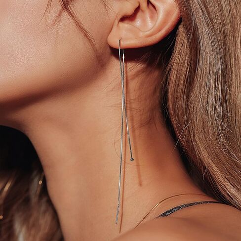 925 Sterling Silver Dangle Earrings for Women Plated 14K Gold Chain Tassel Earrings Long Drop Threader Fringe Earrings in Saudi Arabia