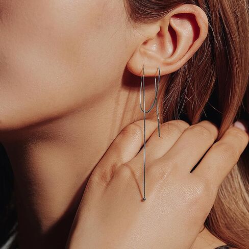 925 Sterling Silver Dangle Earrings for Women Plated 14K Gold Chain Tassel Earrings Long Drop Threader Fringe Earrings in Saudi Arabia