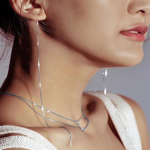 925 Sterling Silver Dangle Earrings for Women Plated 14K Gold Chain Tassel Earrings Long Drop Threader Fringe Earrings in Saudi Arabia