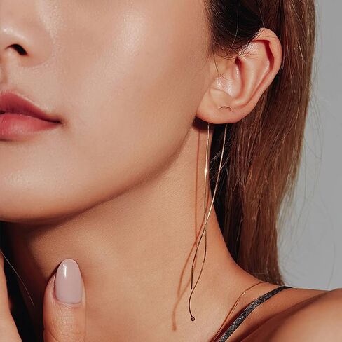 925 Sterling Silver Dangle Earrings for Women Plated 14K Gold Chain Tassel Earrings Long Drop Threader Fringe Earrings in Saudi Arabia