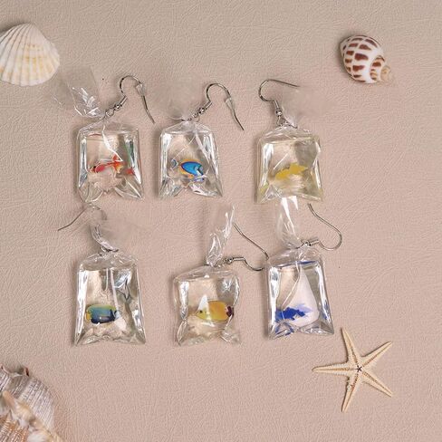 Funny Goldfish Earrings Cute Animal Fish Earrings Goldfish Water Bag Shape Dangle Hook Earrings Colorful Tiny Goldfish Bag Earrings Punk Personalized Charm Accessories Jewelry for Women in Kuwait