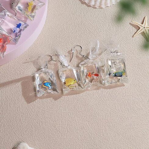 Funny Goldfish Earrings Cute Animal Fish Earrings Goldfish Water Bag Shape Dangle Hook Earrings Colorful Tiny Goldfish Bag Earrings Punk Personalized Charm Accessories Jewelry for Women in Kuwait