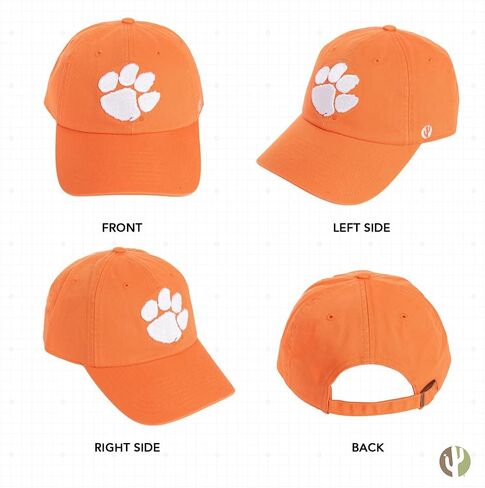Desert Cactus Clemson University Baseball Hat Tigers Brimmed Embroirderd Hats Cap Adjustable Cloth Strap Adult (Style C1) White in Saudi Arabia
