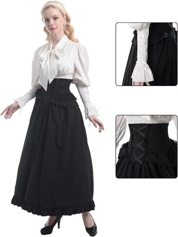 FCCAM Victorian Dress for Women Renaissance Costume Two-piece Ball Gown Costumes Medieval Wedding Dress in Kuwait