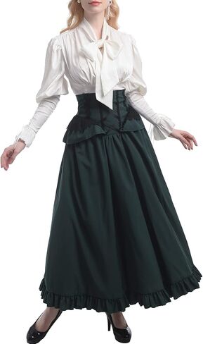 FCCAM Victorian Dress for Women Renaissance Costume Two-piece Ball Gown Costumes Medieval Wedding Dress in Kuwait