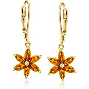 Ross-Simons 1.40 ct. t.w. Citrine Flower Drop Earrings in 18kt Gold Over Sterling