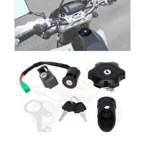 Ignition Switch Kit with Keys for DRZ400SM,Fuel Gas Cap Lock Key Set Aluminum Replacement for DRZ 400SM 2005-2019