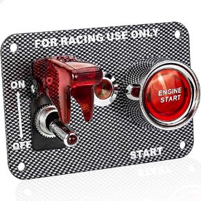 DC12V Racing Car Ignition Switch Panel Rocking Switch+ Engine Start Push Button with Blue Indicator Light for Power Speediness Racing Cars