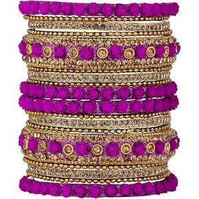 Aheli Ethnic Metal Bangles Chudha Set Stone Studded Bangle Set Indian Wedding Wear Fashion Jewelry Gift for Women Blue