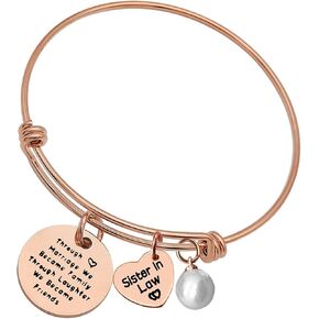 Xiahuyu Gifts for Sister in Law Christmas Birthday Gifts Through Marriage We Became Family Bracelet Gifts for Sister in Law Wedding Gifts Thanksgiving Day Mothers Day Gifts for Sister in Law