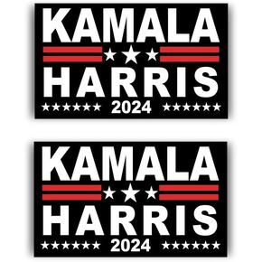 Kamala Harris 2024 President Campaign Car Magnet Bumper Magnet Truck Magnet Fridge Magnetic Laptop Decal Size 6"" x 4"" 2PCS, Black, HHY-G-011