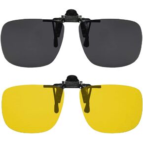 Success Eyewear Clip On Sunglasses Flip Up Polarized Sunglasses Clip onto Eyeglasses Over Prescription Glasses Case Included