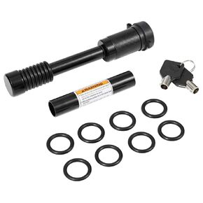 METOWARE Trailer Hitch Receiver Lock Pin, 5/8" Dia, 4" Long Pin with 3/4" Dia Adaptor, 16 Rubber O-Rings, Black Pin Hitch Receiver Lock for Class III IV Hitches, Trailer, Truck, Car, Boat