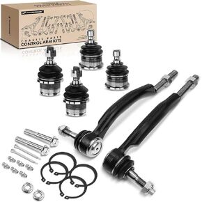 A-Premium Set of 6, Front Upper & Lower Ball Joint, Outer Tie Rod, Compatible with 2002-2009 Chevy Trailblazer (EXT), GMC Envoy (XL & XUV), Buick Rainier, Saab 9-7x, Isuzu Ascender, Oldsmobile Bravada