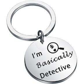 MYOSPARK True Crime Fans Gift I'm Basically A Detective Keychain Funny Crime Drama & Police Fan Gift