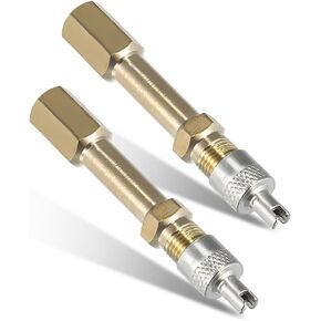 2 PCS Brass Auto Tire Valve Extension Adaptor, 50mm/1.97" Long Brass Auto Tire Repair Tools, Air Tyre Stem Extender Inflation Straight Bore for RV Truck, Car Accessories (50mm)