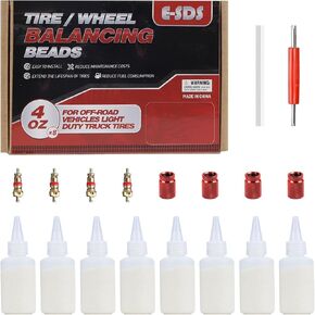 E-SDS Tire Balance Beads 4 oz x 8, Tire Beads for Balance, Tire/Wheel Balancing Beads for Car/RV/Truck/Motorcycle with Installation Tools