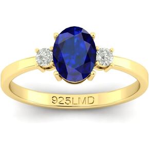 8x6 MM Vintage Natural Blue Sapphire, Ruby, Emerald, Periodot, Garnet, Birthstone Statement Gold Plated Ring For Women's