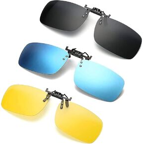 Yogo Vision Clip on Sunglasses for Men Women Clip-on Over Prescription Eyeglasses Easy Flip up Polarized Shades (3 Pack)