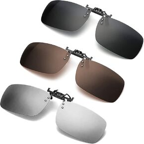 Yogo Vision Clip on Sunglasses for Men Women Clip-on Over Prescription Eyeglasses Easy Flip up Polarized Shades (3 Pack)