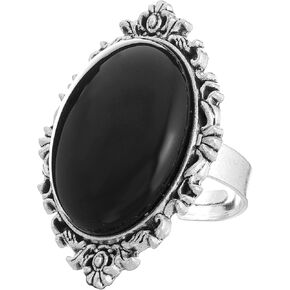 Sacina Vintage Black Statement Ring, Crystal Ring, Gothic Rings, Goth Rings, Boho Rings, Costume Jewelry, Christmas New Year Jewelry Gift for Women