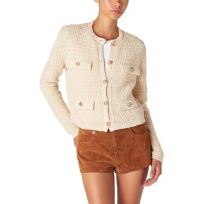 [BLANKNYC] Womens Cropped Cardigan Sweater with Gold Buttons